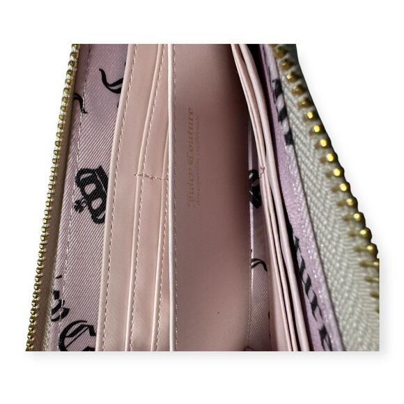 Juicy Couture Dream Juicy Wallet Velvet Faux Leather Crystals Zip-Around Y2K VTG - Picture 4 of 4